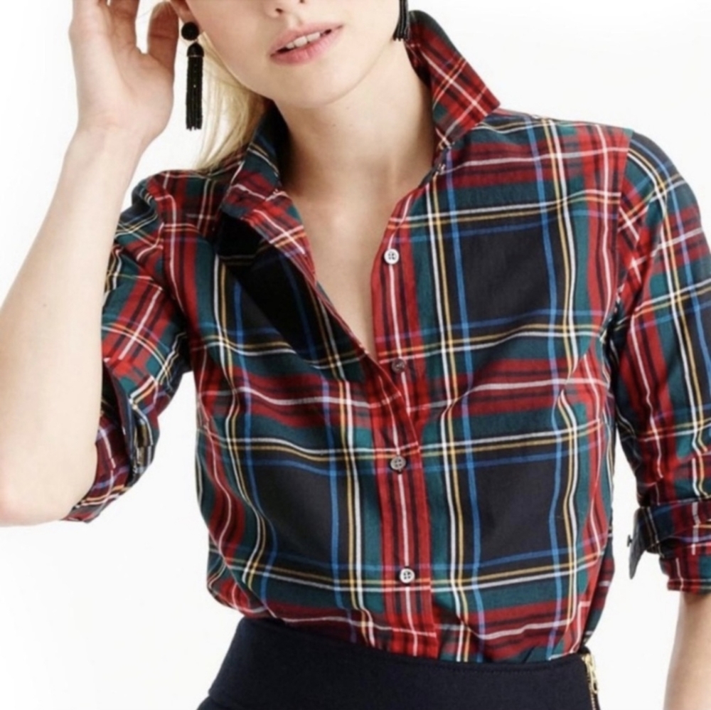J. Crew Stewart Plaid Perfect Button Down Shirt